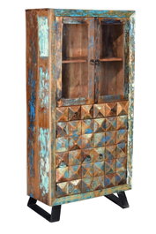 GINER Y COLOMER Vitrine exclusive en bois recyclé multicolore